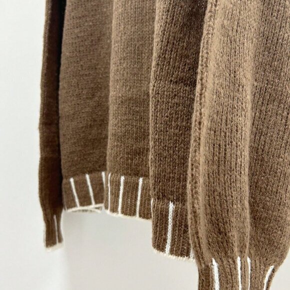 Khaki Casual Women's Oversized Drop Shoulder Long Sleeve Round Neck Sweater - Picture 5 of 5